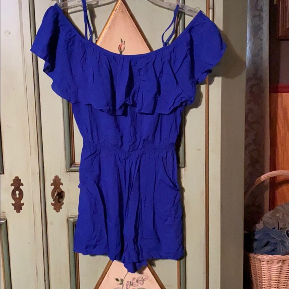 Off shoulder royal blue romper